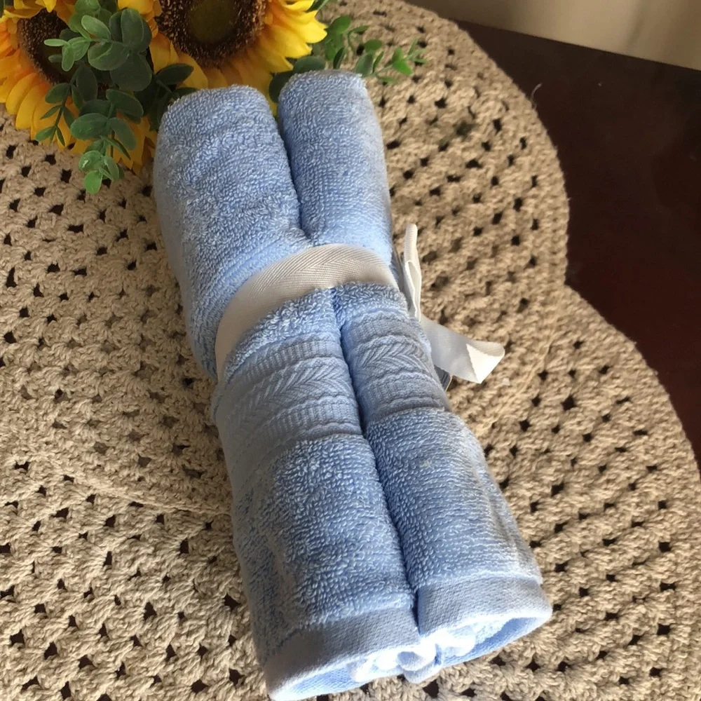 Hotel Bath Blue Cotton Hand Towels